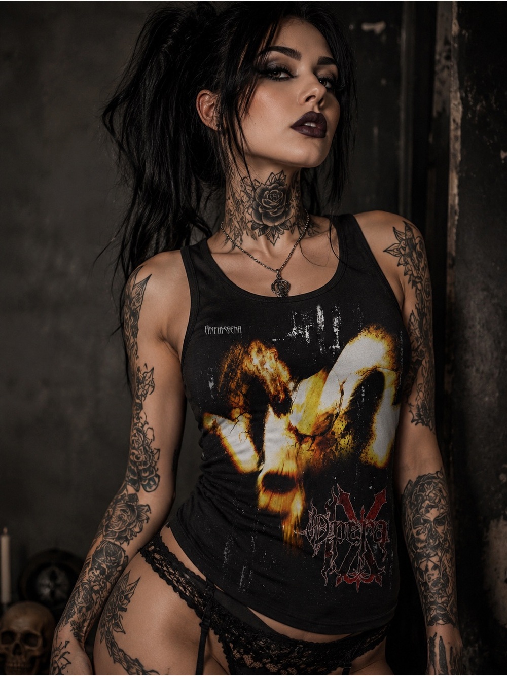 Opera IX Gothic Doom Death Anphisbena Cotton Black Tank Top, Sz S-2XL